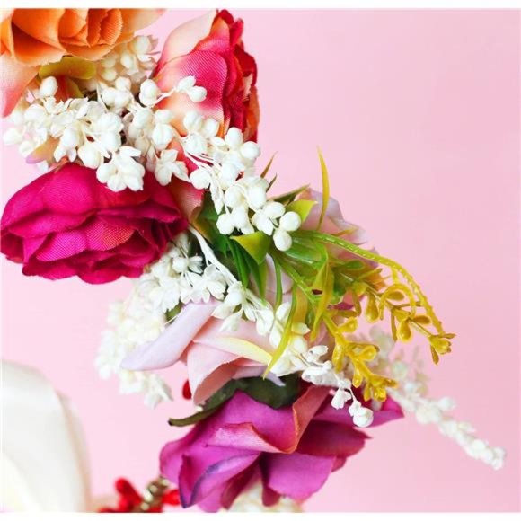 Rose Flower Crown Flower Garland Headband Hair Wreath Floral Headpiece Halo Boho - Picture 2 of 7